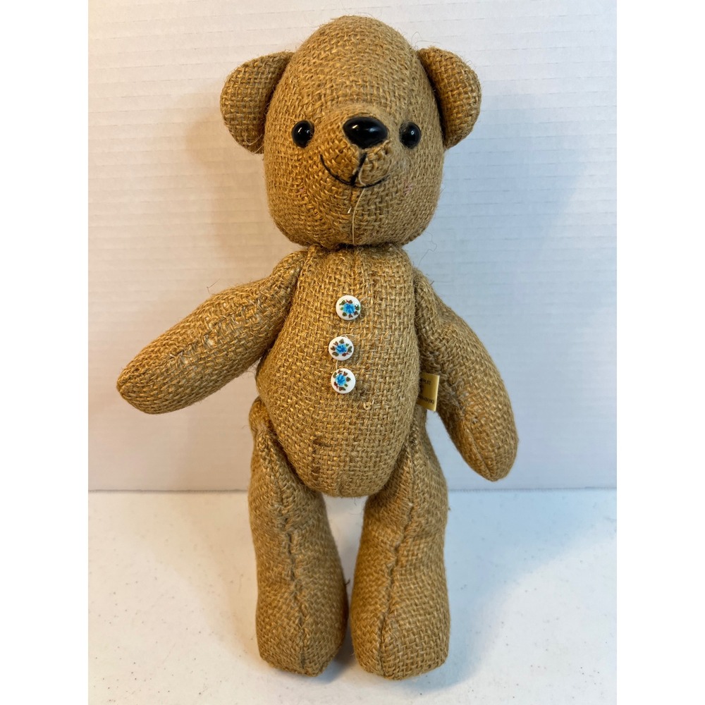 Wangs International Burlap Teddy Bear Tan Jute Rustic Primitive Decor 11" Vtg
